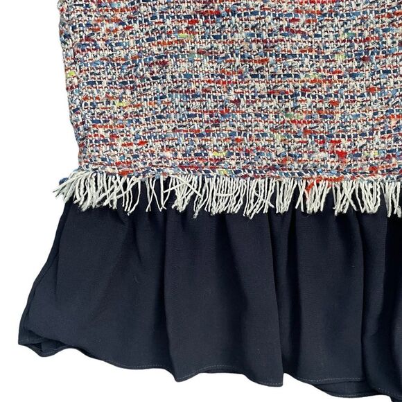 Jade Melody Tam Tweed Ruffle Multi Color Top Blouse Shirt - Picture 12 of 14